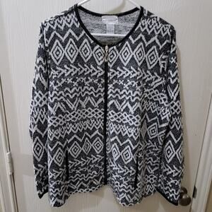Rebecca Malone Aztec black & white cardigan size‎ XL